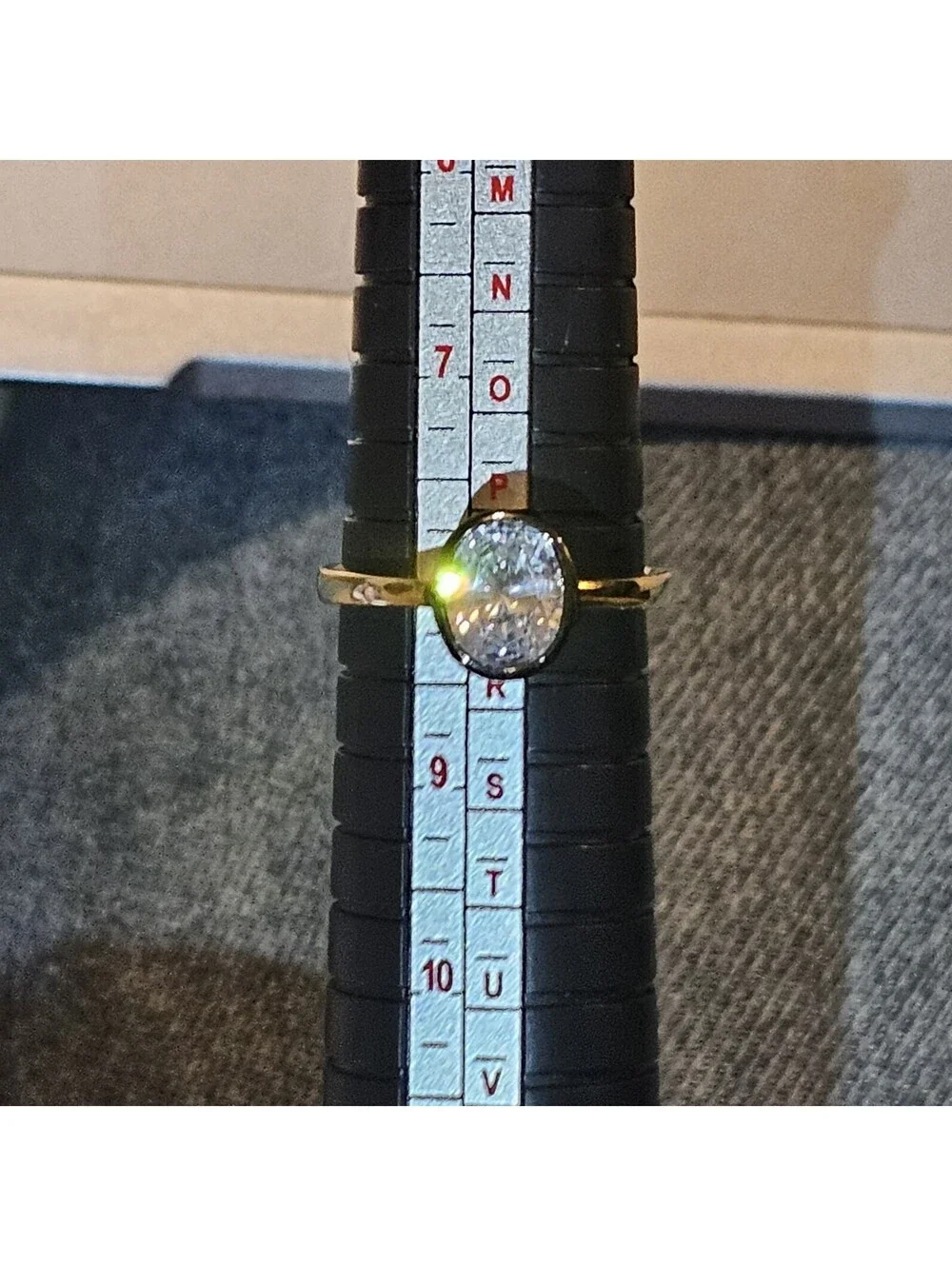 Black Enamel Gold-plated CZ Ring Sz 8 Oval Bezel Set Low Profile NWOT